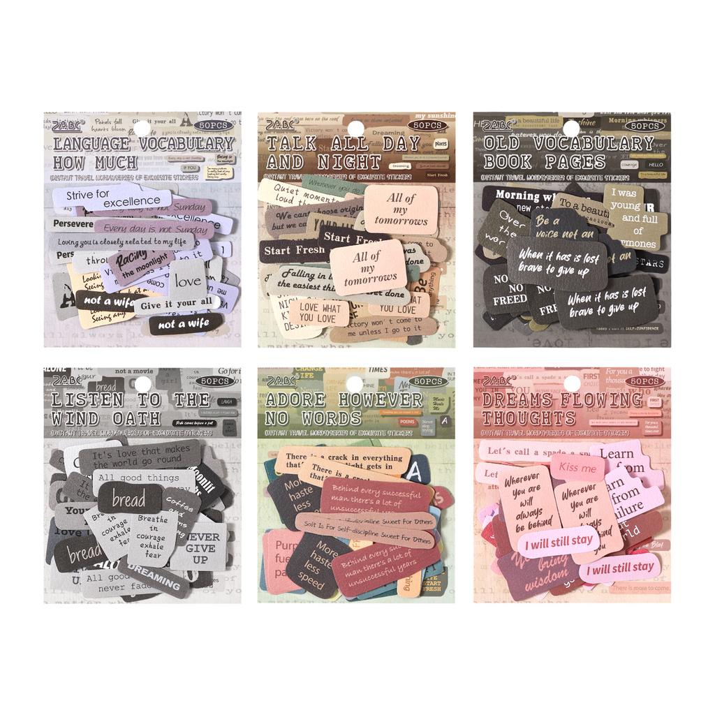 50pcs Faraway Travel Words Series Creative Aesthetic English Phrase Scrapbooking Sticker DIY Diary Decor Journal Supplies