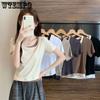 Brand Short-sleeved T-shirt Women's Summer Fake Two Niche with Design Sense of The Niche Sexy Slim Short Tops