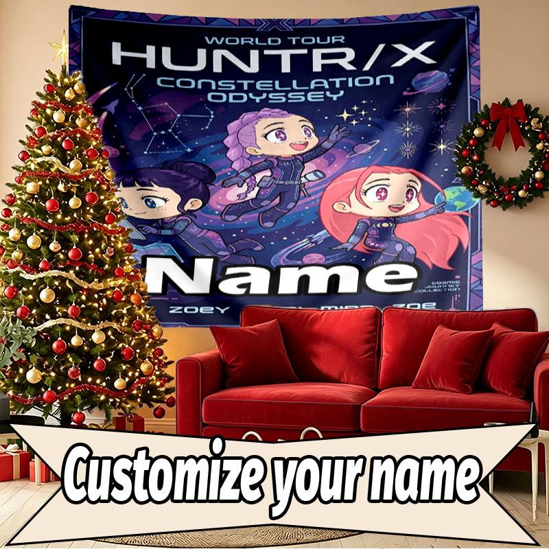 Custom Name Personalized Demon Hunters Kpop Print Tapestry, Wall Art Decor, Bedroom, Dorm, Apartment, LivingRoom, Party Backdrop, Gift for Birthday
