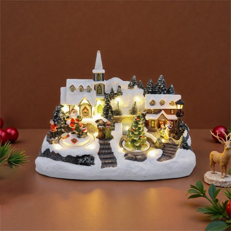 Christmas Themed Glowing Resin Castle Decoration For Home Tabletop Holiday Gatherings And Family Celebration