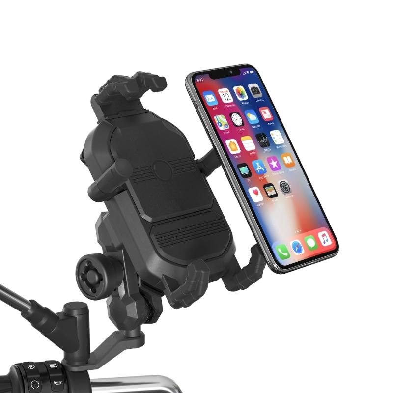 Motorcycle Mobile Phone Holder Shock-Absorbing Anti-Skid 360° Universal Ball-Head Rotating Six-Claw Silica-Fixed Bracket