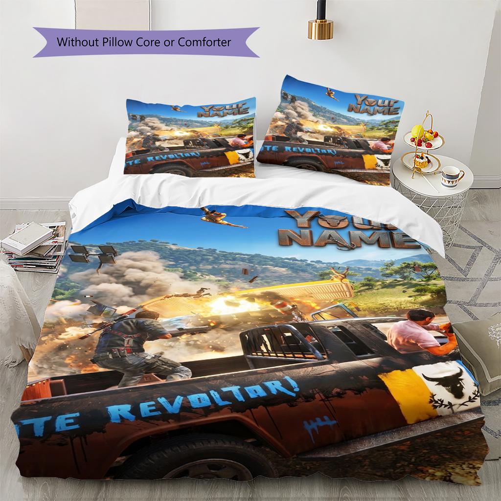Name Custom Just Cause Pattern Bedding Set Quilt Cover Pillowcase Home Decor Gift (1 * duvet cover + 2 * pillowcase, without core)