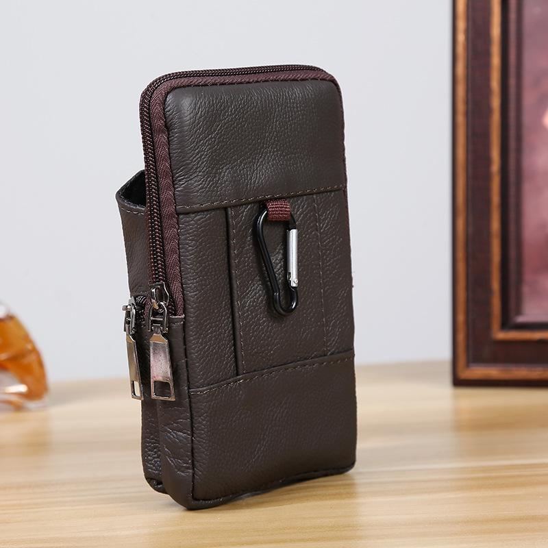 Новая мужская водонепроницаемая поясная сумка из коровьей кожи для мобильного телефона и кошелек для монет