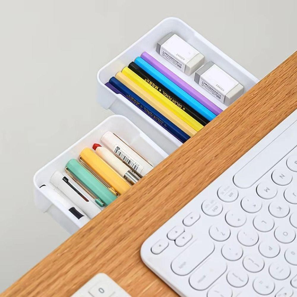 Large Capacity Undertable Drawer Self-Adhesive Hidden Drawer Cosmetics Stationery Organizer