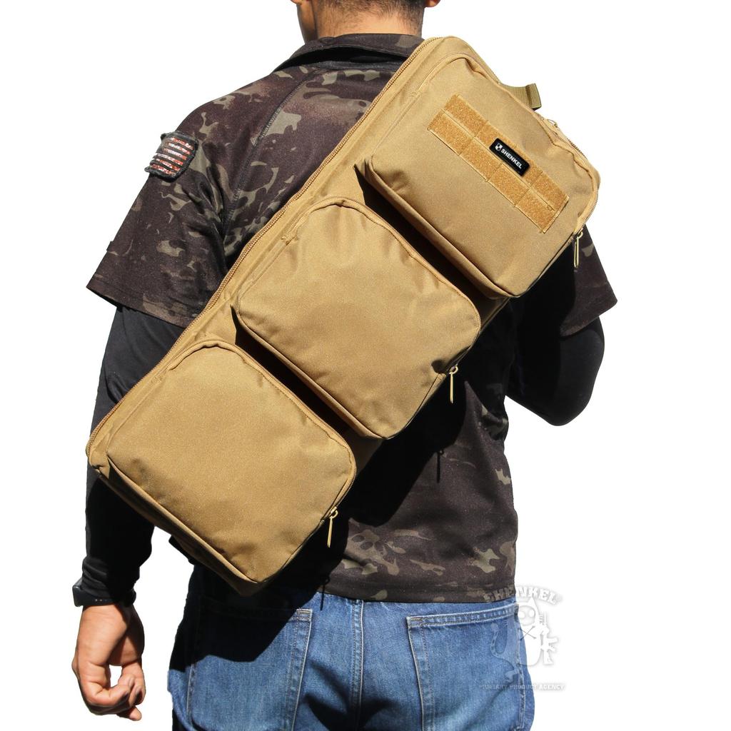 SHENKEL Gun Carry Molle Fits Survival Outdoors One-Shoulder Bag, Compatible, 60cm, Camouflage, Multicam, MP5, Military, Airsoft, Game, Crossbody,
