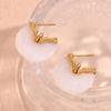 Resin Stone Earrings Shining Gold Plated Stud Earring Trendy Jewelry for Women PD1985