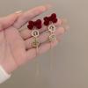 Pearl Dangle Earrings Shiny Rhinestone Korean Style Earrings Simple Bow Stud Earrings  Girls