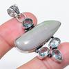 Natural Swiss Green Opal, Topaz 925 Sterling Silver Jewelry Pendant 2.17" P5v81