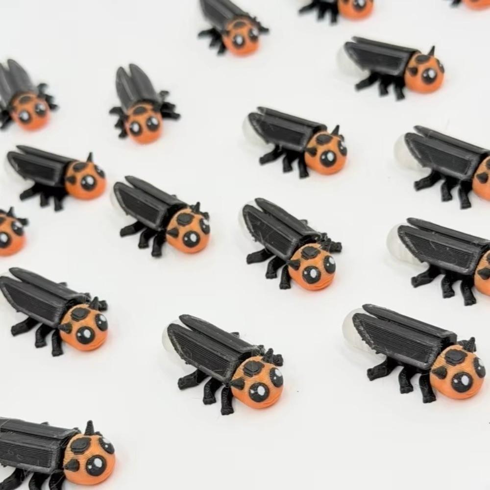 5Pcs Glow-in-the-Dark Mini Fireflies Statue 3D Printed Firefly Ornament Halloween Party