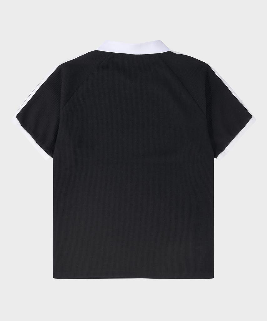 JEEP Track Open Collar Waffle Short Sleeve T-Shirt (Jr5Tsu128Bk)
