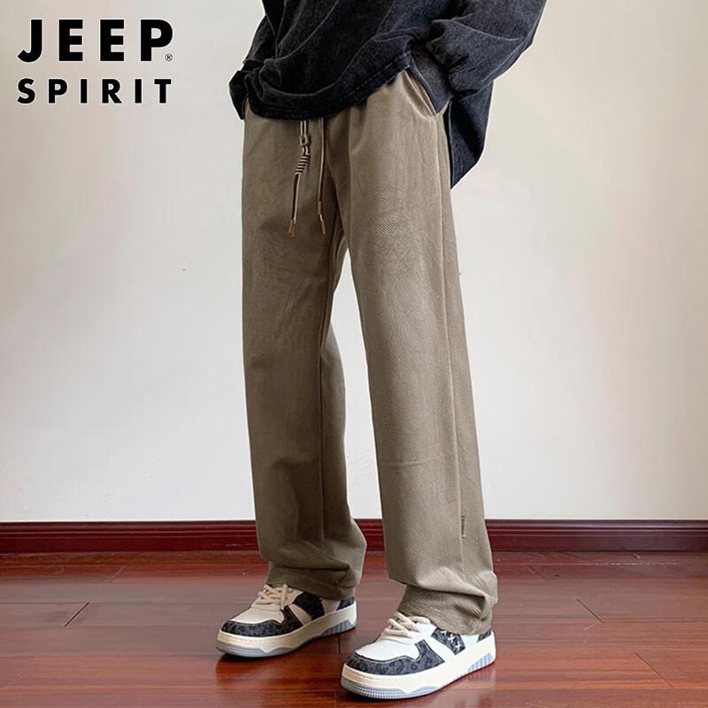 JEEP SPIRIT Men's Casual Pants Men's Autumn and Winter Straight Wide Leg High-end Sports Trousers Trendy American Style Long Pants