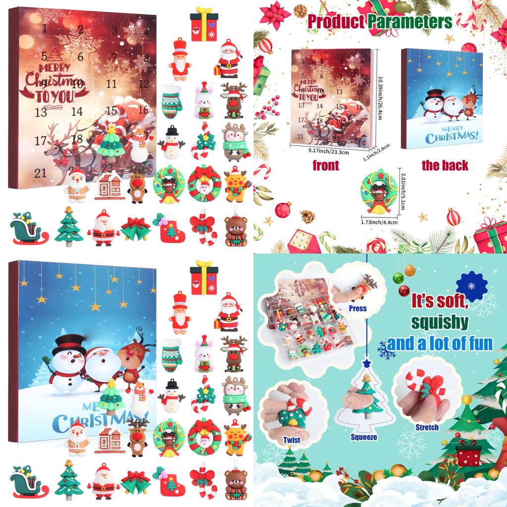 Календарь Адвента на Рождество от Санта-Клауса ПВХ 3D Знаковые Фигурки Для Праздничного Декора и Подарков