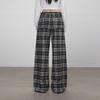 UNIFREE Retro Plaid Brushed Wide-Leg Casual Pants