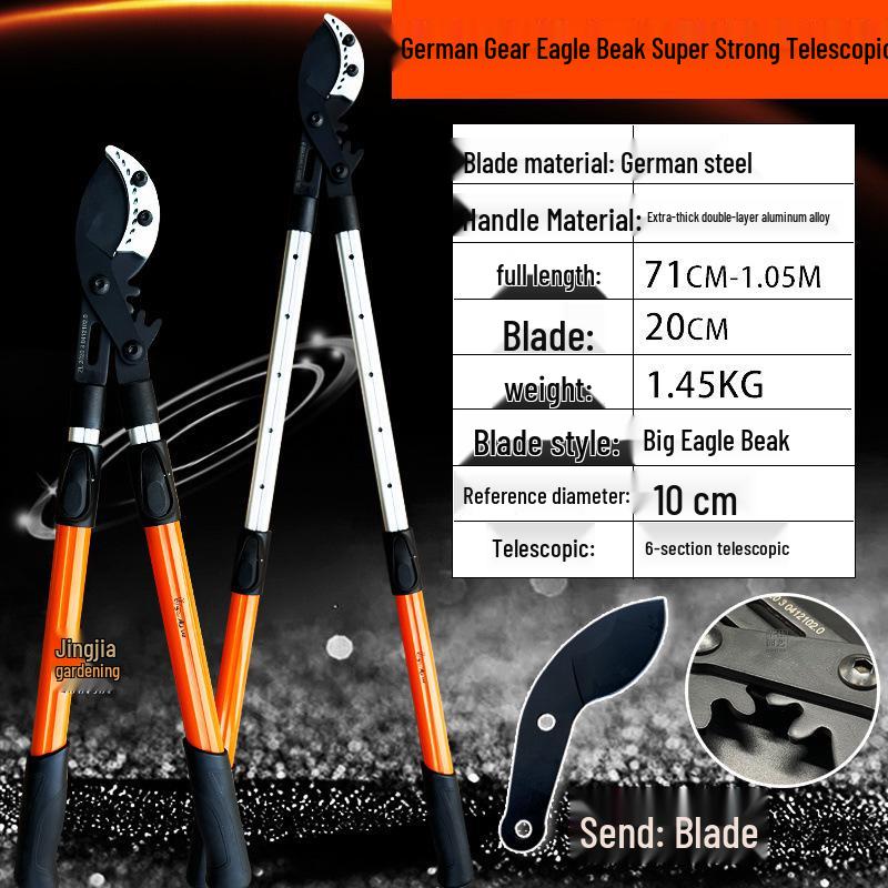 Телескопический секатор Black Fox с высоким рычагом для обрезки толстых веток и плодовых деревьев