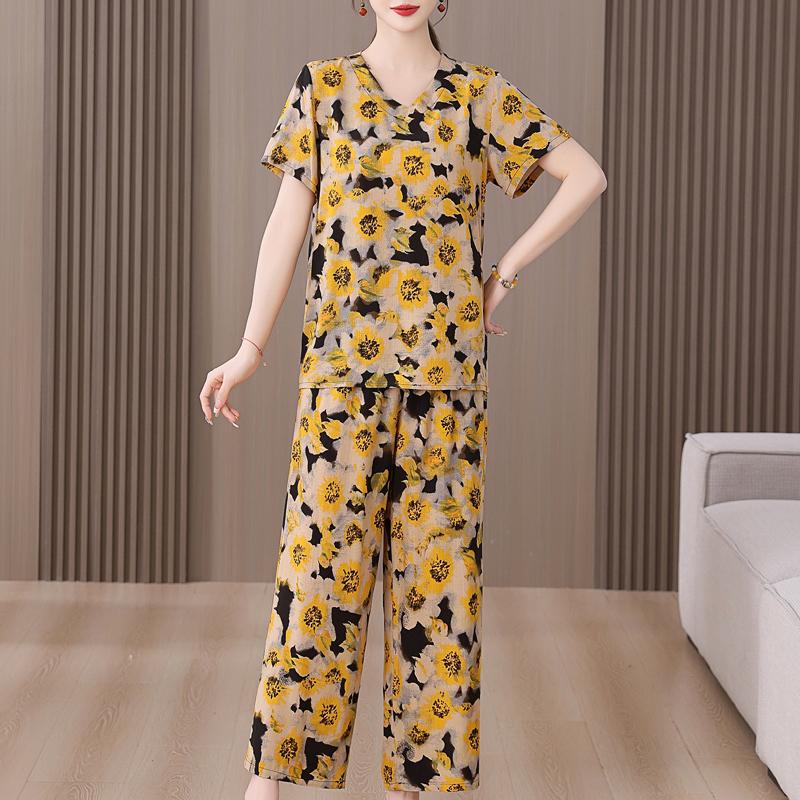 Летний женский комплект из двух предметов, большие размеры, элегантные широкие брюки из хлопка и льна, повседневная женская одежда