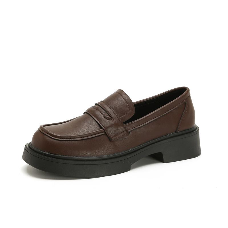 Yuexinwang Genuine Leather Flat for Huizhou Women's Shoes Grape Mother Same Small Leather Shoes Women's Black Round Head Soft Sole Loafers Women's