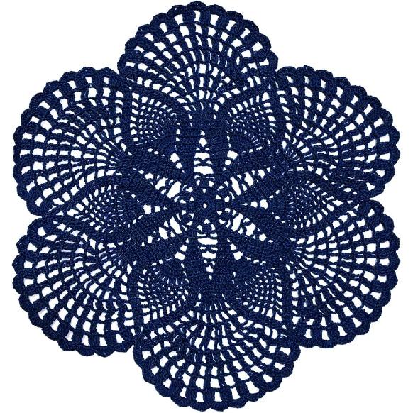 Handmade Crochet Lace Doily 15.5 inches to 17.5 inches Round 6 Petals Flower Placemats Coasters Vintage Doilies Vase Cup Mats (1, Light Blue)