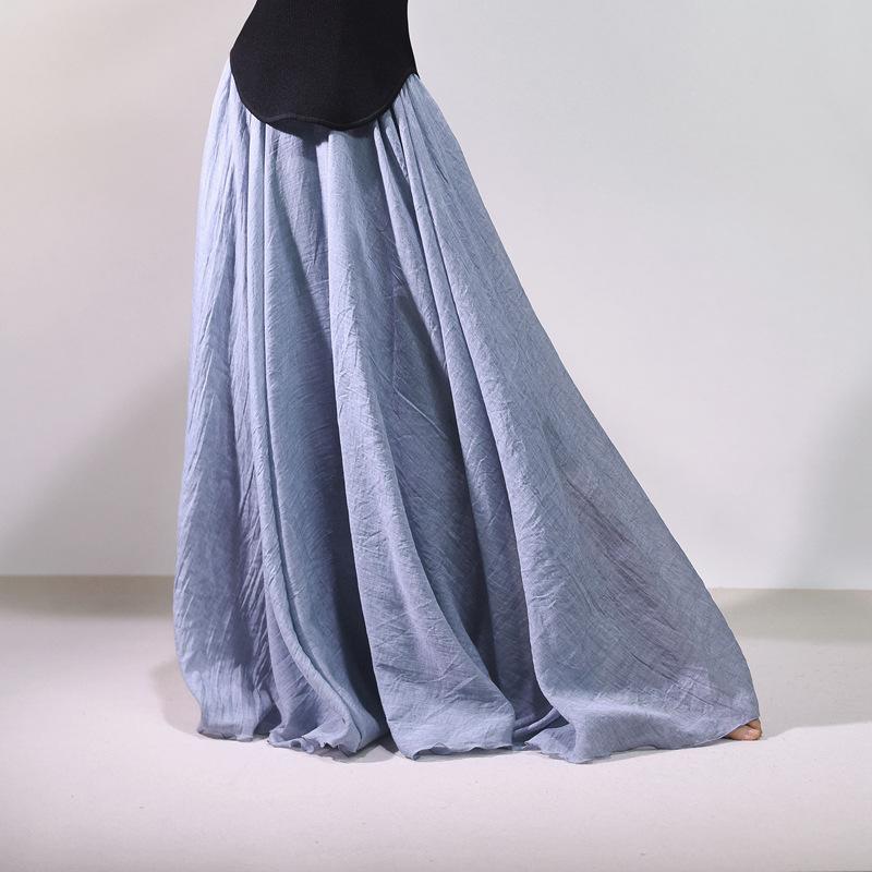 Женские льняные хлопковые макси-юбки в стиле бохо, мягкие, однотонные, эластичные, с высокой талией, плиссированные, А-силуэта, летящие, расклешенные, длинные макси-юбки, юбка с эластичной талией, длинная юбка для женщин