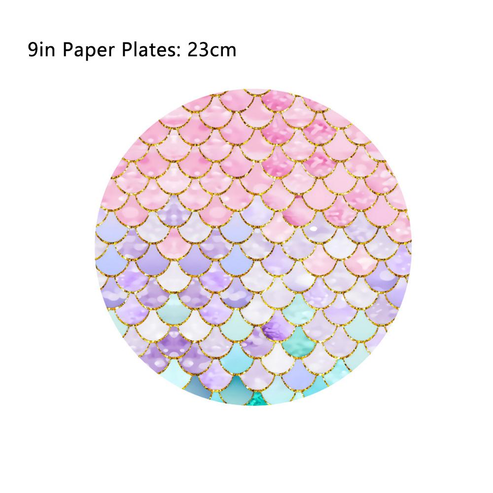 51pcs Mermaid Party Tableware Set Including Plates Napkins Tablecloths Cups