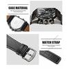 Men's Leather Band Analog Watch, Square Face, Leather Strap, Made In Japan, Black