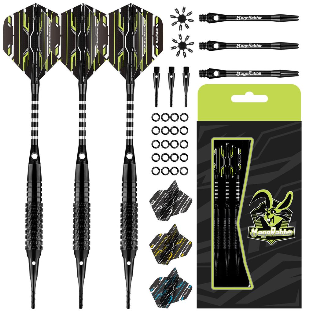 MageRabbit Soft Darts 3pcs 6 Flight 6 Aluminum Dart 6 Soft 20 Rubber Darts Home Dart Barrel 16g, Protectors, Shafts, Tips, O-Type Rings, Arrows,