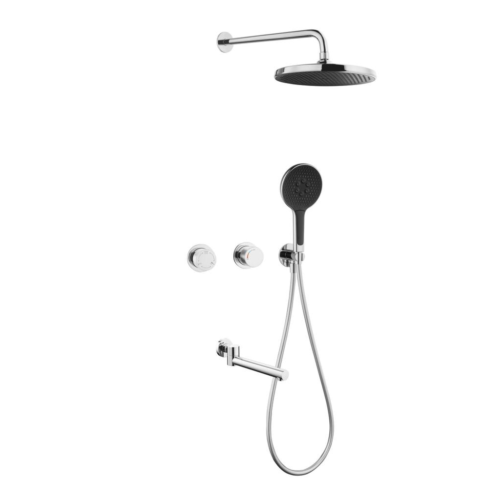 Brushed Gold Bathroom Shower Faucet Wall Mounted Grey Bathroom Shower Mixer Tap Brass Brass Bath Shower Faucet Hand shower Head