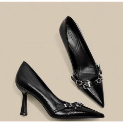 Роскошные брендовые дизайнерские женские сандалии, модные, с острым носком, пряжкой, ремешком, на высоком металлическом каблуке, элегантные одинарные туфли для женщин