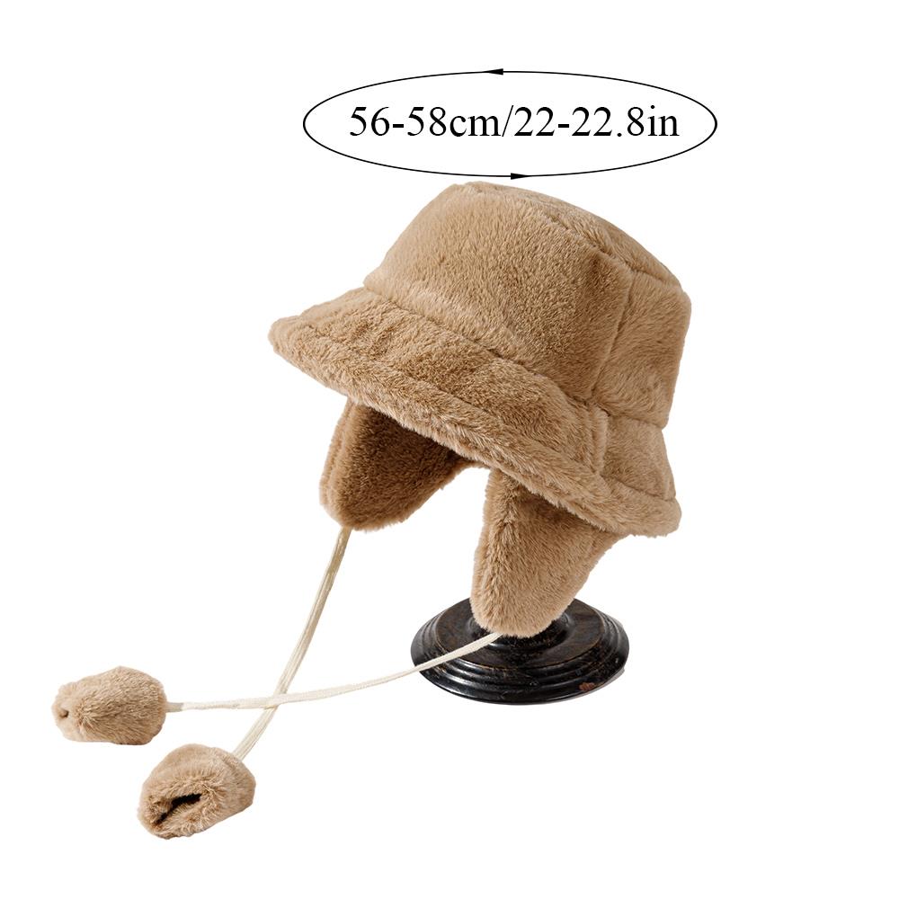 Winter Hat With Earflap Luxury Fisherman Hat Solid Color Beanie Panama Lady Hiking Fur Hat Bucket Hats Warm Thicken Barrel Cap