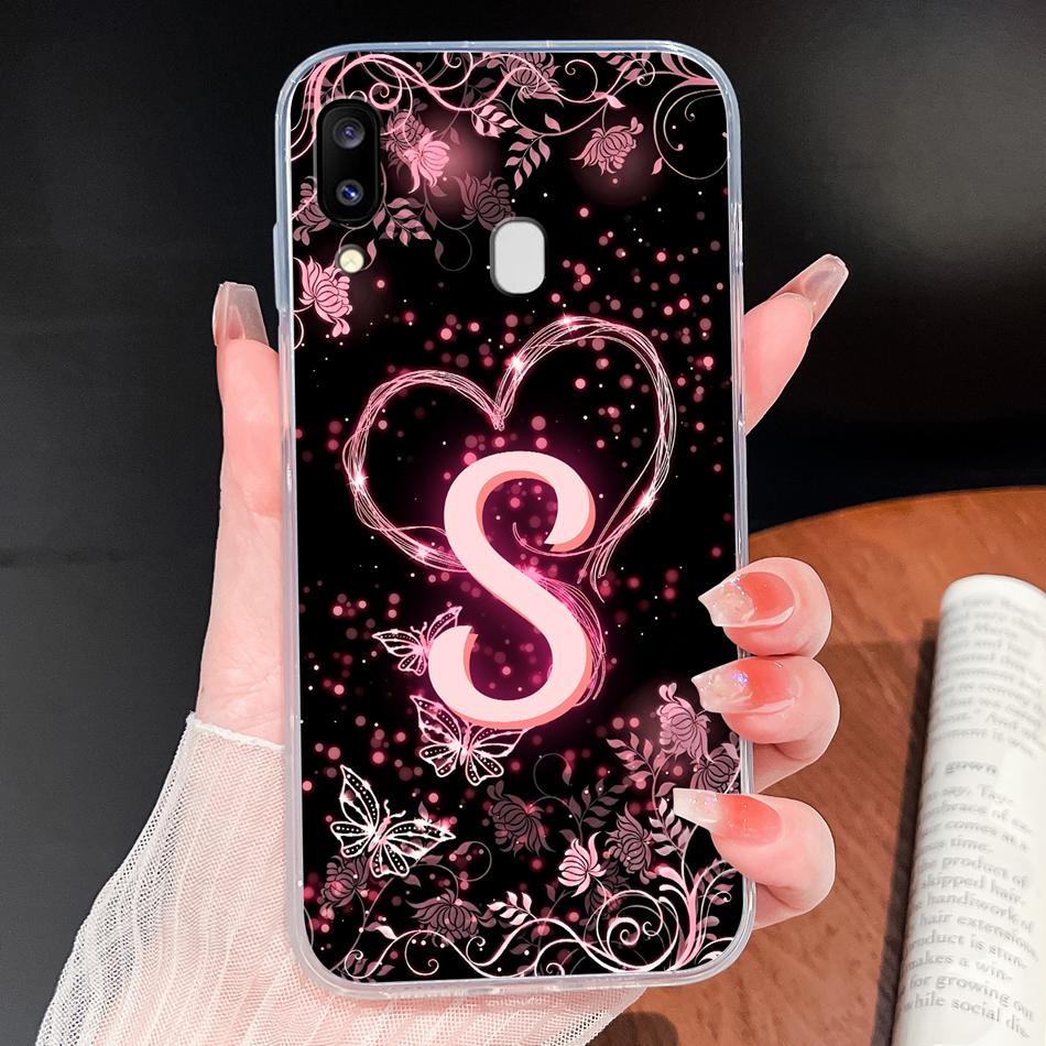 For Samsung Galaxy A20 A20S A21 A30 A30S Phone Case Butterfly Letters Soft TPU Clear Silicone Shell For Galaxy A 20 A 30 Housing