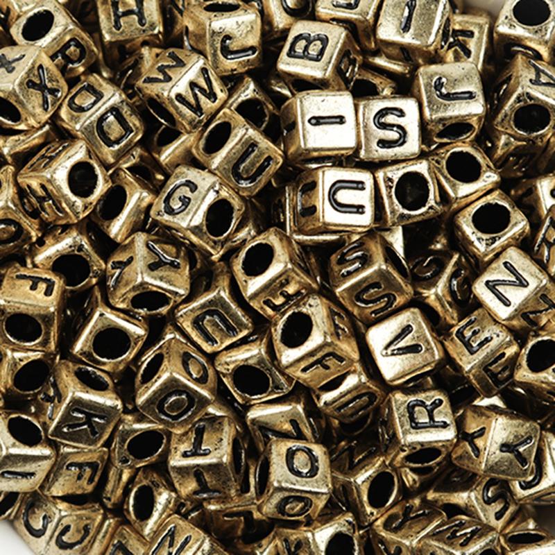 100Pcs/Lot Trendy Acrylic Square Alphabet Beads Large Hole Letter Loose Spacer Bead Jewelry Handmade Bracelet Making Supplies