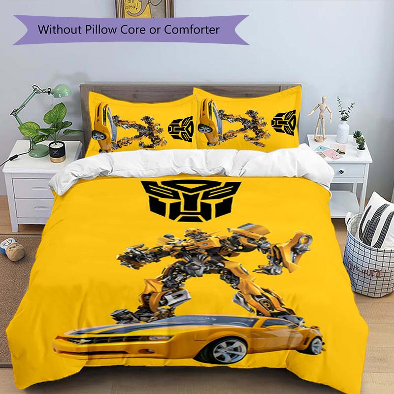 3pcs Bumblebee and Optimus Prime1 pattern bedding set duvet cover set includes duvet cover &pillowcases, perfect all season bedroom decoration & gift