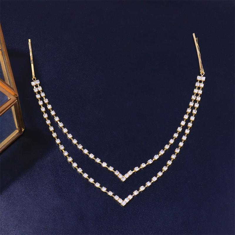 Stonefans Boho Простые заколки для волос со стразами Невеста Свадебный головной убор Модный головной убор Двойные слои Новая очаровательная цепочка для волос для девочек