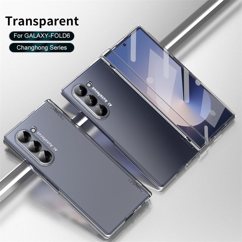 Модная Складная Версия Ударопрочный Чехол-Книжка Для Samsung Galaxy Z Fold 7 6 5 4 3 5G Со Стеклянным Защитным Покрытием Переднего Экрана