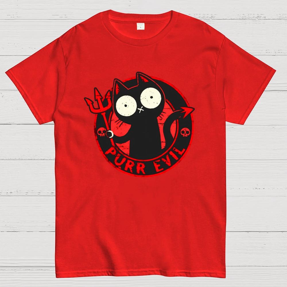 Purr Evil Cat Cotton Summer Casual Cool Loose T-Shirt