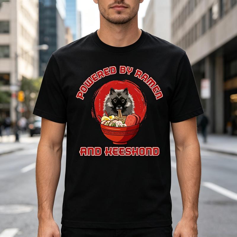Vintage Keeshond Ramen Tee Cute Dog Ramen Print Men Women Cotton Short Sleeve Trendy Streetwear Gift For Dog And Food Fans