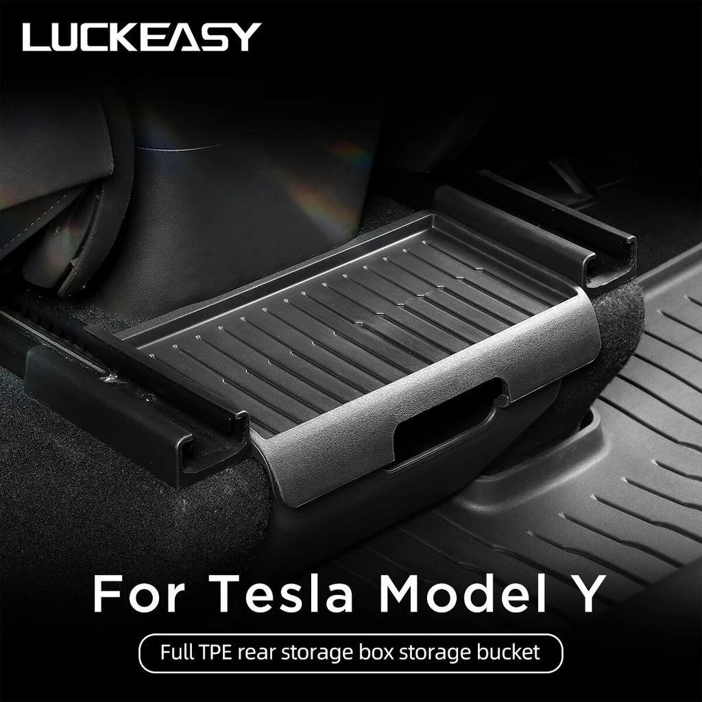LUCKEASY For Tesla Model Y -2023 The Driver And Passenger Seats Rear Middle Storage Box Under Seat Trash Box Car Accessories