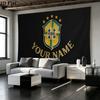 Custom Name Brazil National Football Team Printed Tapestry – Wall Hanging for Bedrooms, Dorms, and Home Decor