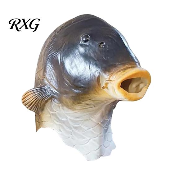 Comfortable Latex Animal Headgear Funny Fish Head Mask, Realistic Carp Cosplay Prop, Soft Prank Mask for Party Prank, Trick or Treat Halloween
