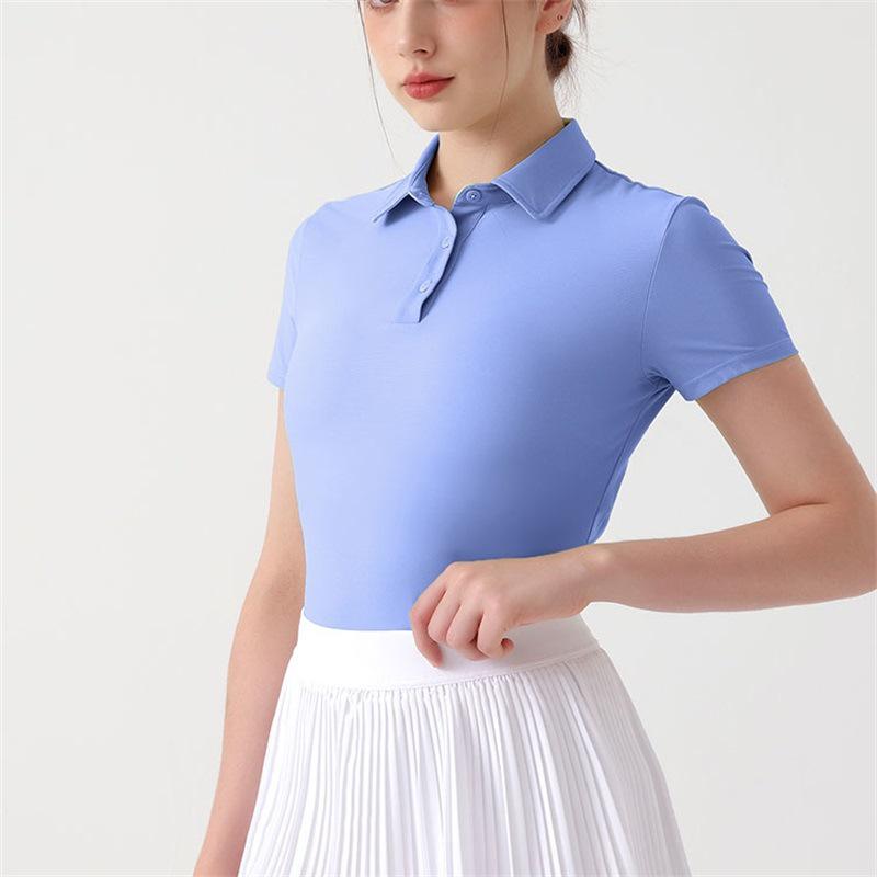 Женская футболка-поло с коротким рукавом для занятий йогой и спортом — дышащая одежда для фитнеса и бега на открытом воздухе, тенниса, бадминтона и гольфа.