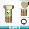 Banjo Bolt M14x1.5 10mm Banjo Hose Barb Bolt Fittings Brake Line Fitting Adapter with Copper Washers for Motorcycle Car (Set of 2)
