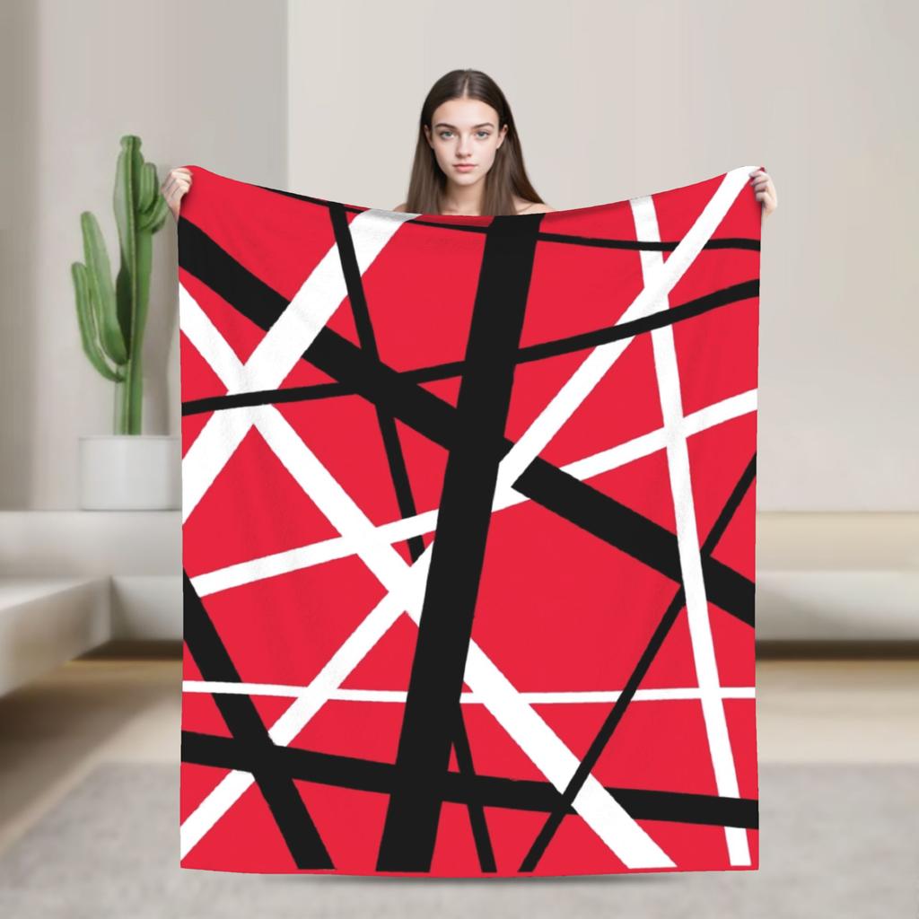 Warm Cozy Blankets Plane Travel Van Halen Blue Rock Stripes Throw Blanket Graphic  Bedspread For Sofa Home