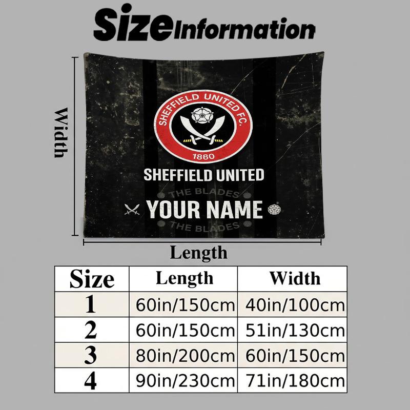 Custom Name Sheffield United Printed Tapestry – Wall Hanging for Bedrooms, Dorms, and Home Decor