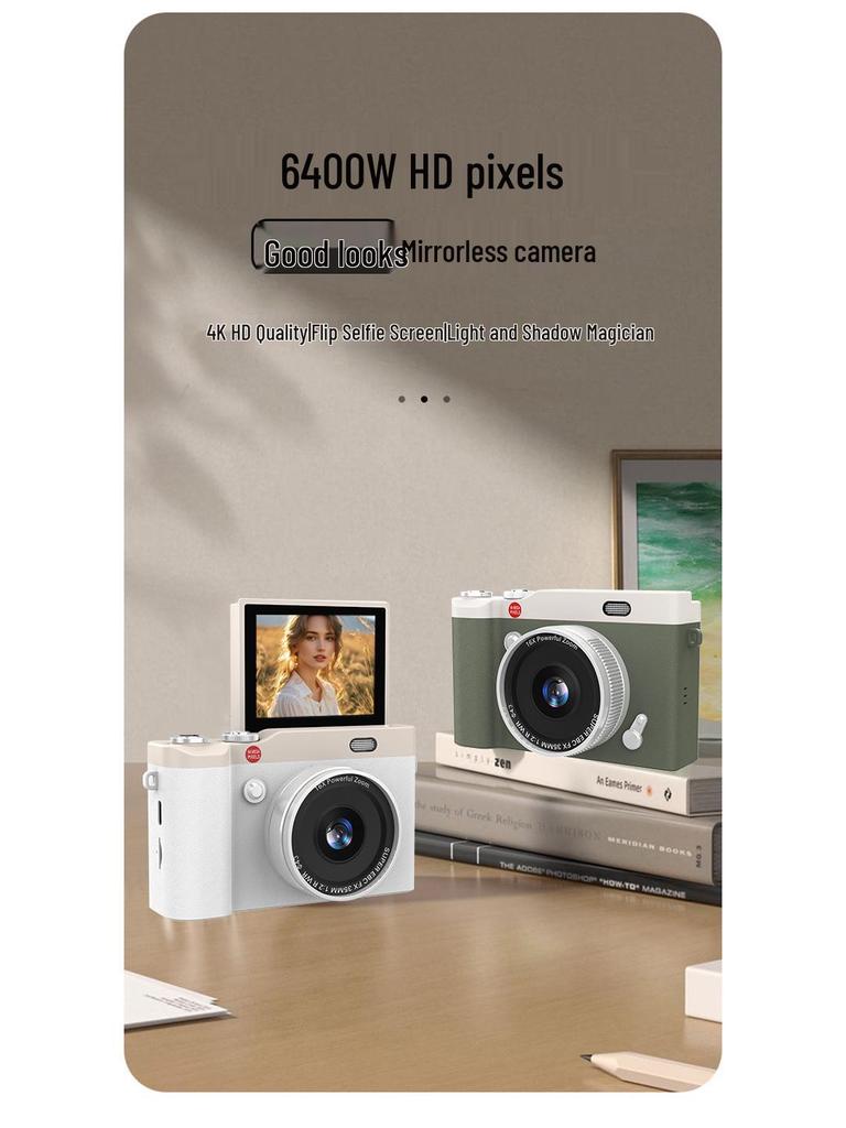Retro Flip-Style CCD Camera & Camcorder: Portable Long-Zoom Digital Student Device for Photo & Video