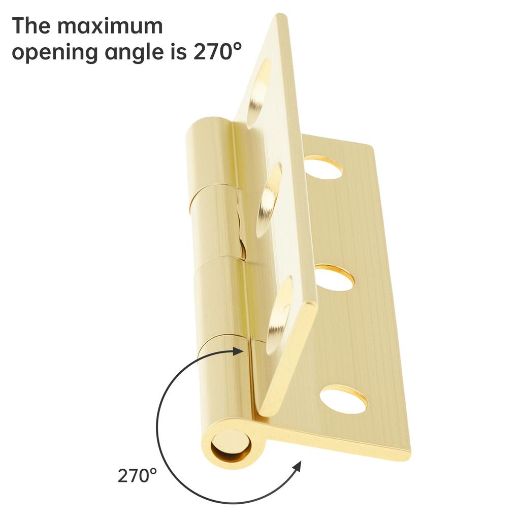 1.5 Inch Solid Brass Mini Butt Hinges, 8 Pcs with 48 Screws for Jewelry Box / Small Cabinet / Wooden Craft Hardware