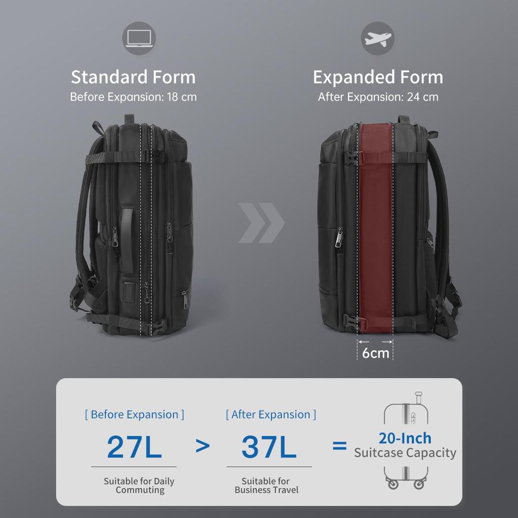 Tigernu Fashion Expandable 27L-37L Hiking Travel Laptop Backpack For 17inch Storage Packs Luggage With USB Port Backpack Mochila