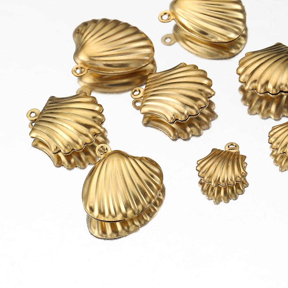 20pcs Stainless Steel Small Shell Charms Gold Plated Pendants for Earrings Jewelry Making DIY Supplies Bulk Wholesale Components