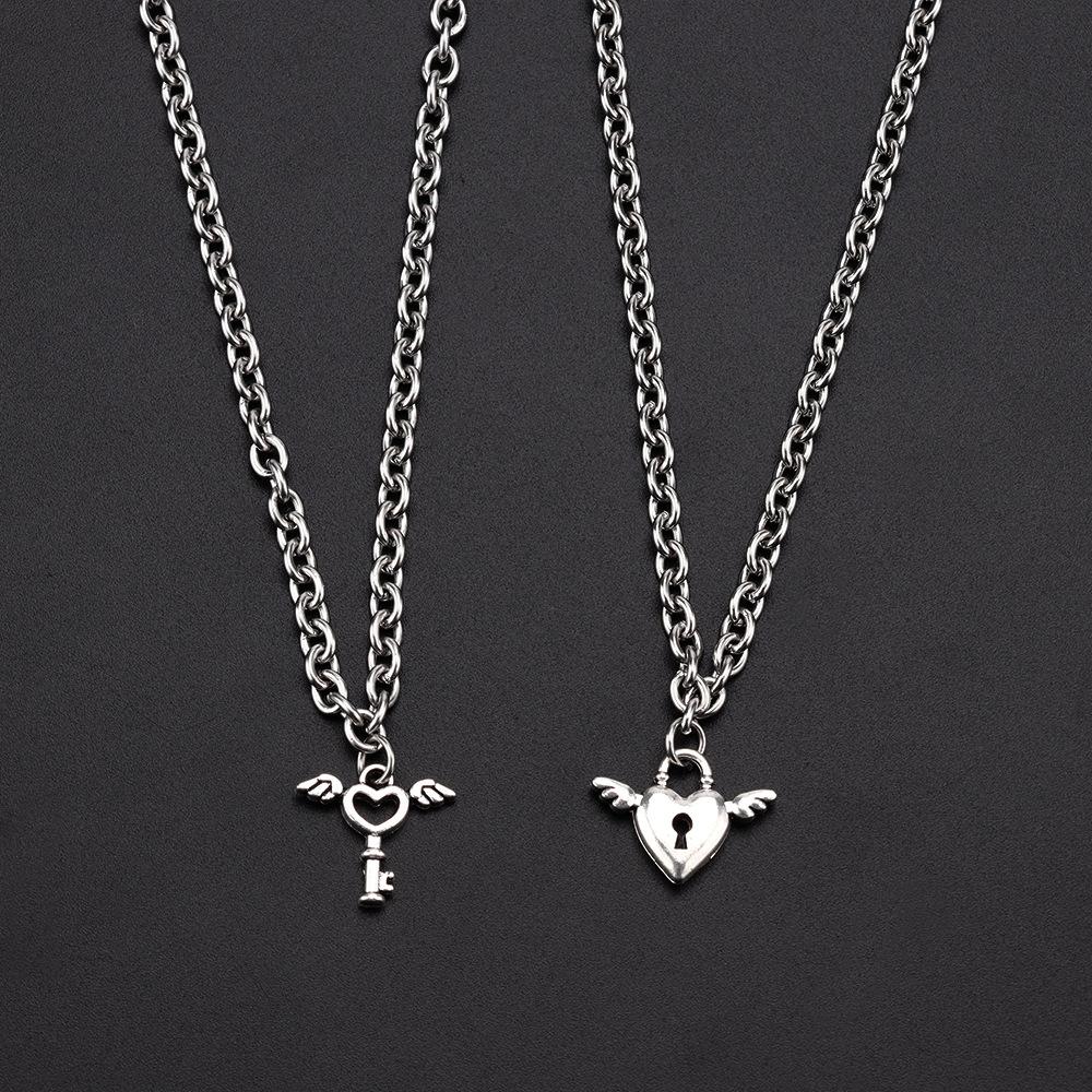 2 шт./компл. парные подвески сердце пара ожерелье любовь ключ замок очаровательные ювелирные изделия цепочка из нержавеющей стали ожерелье ювелирные изделия для женщин