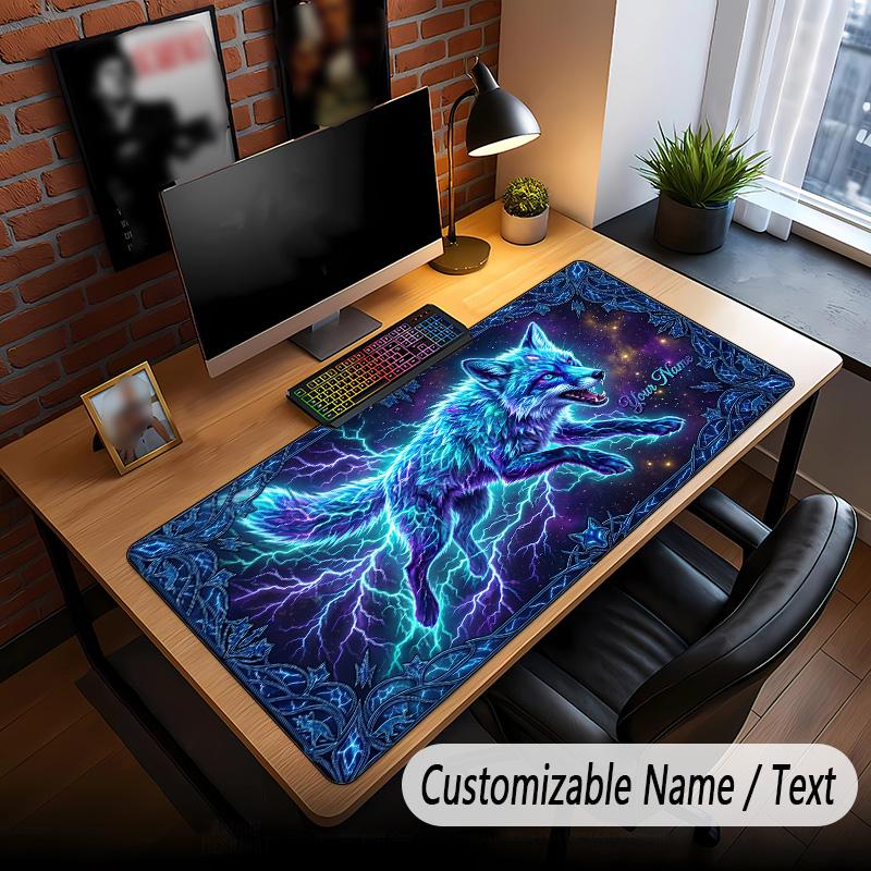 Wolf Theme Custom Mouse Pad Personalized With Name Text Customized Desk Mat For Office Home Decor