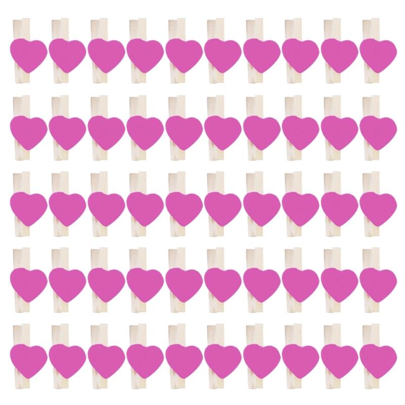 50PCS MultiFunctional Colorful Cute Small Clips Simple Mini Photo Clip Wooden Clips Small Love Heart Pegs Clothespin