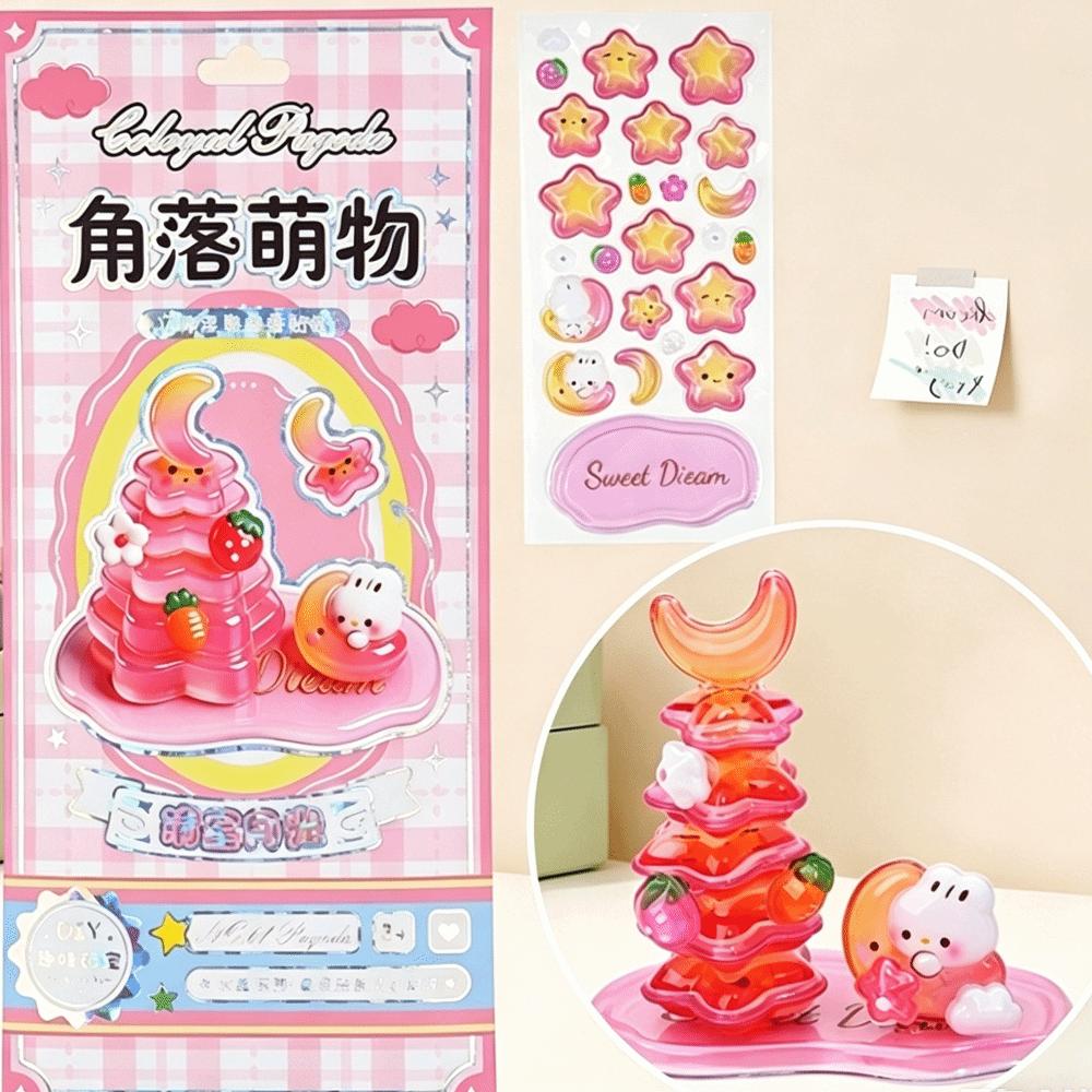 Reusable 3D Crystal Stackable Stickers Funny Cartoon Embossed Decals DIY Decals Phone Decor